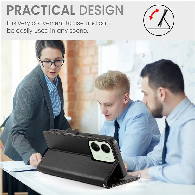 DF-010 For Xiaomi Redmi 13C 4G / 13C 5G / Poco C65 4G / Poco M6 5G / 13R 5G Case Card Holder Leather Stand Phone Cover