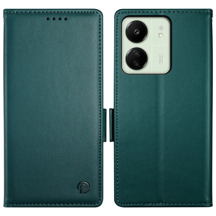 DF-010 For Xiaomi Redmi 13C 4G / 13C 5G / Poco C65 4G / Poco M6 5G / 13R 5G Case Card Holder Leather Stand Phone Coverish Green