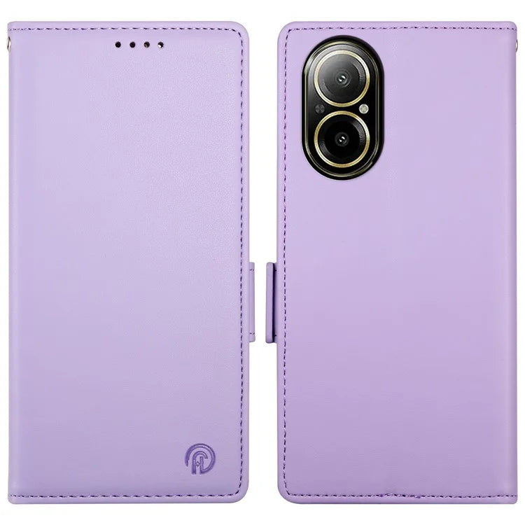 DF-010 For Realme C67 4G Case Leather Wallet Phone Cover with Magnetic Clasps