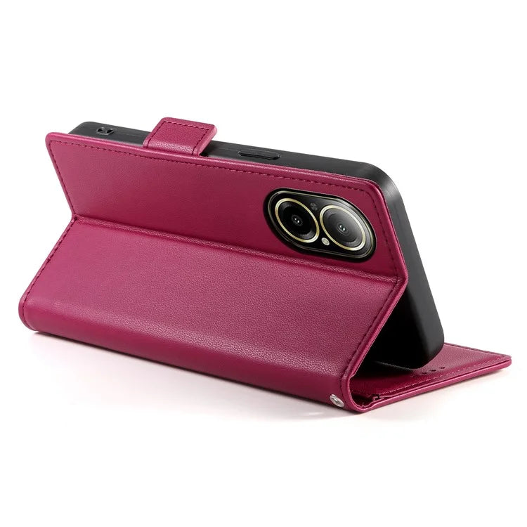 DF-010 For Realme C67 4G Case Leather Wallet Phone Cover with Magnetic Clasps