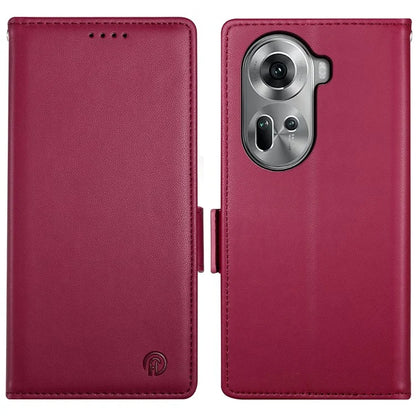 DF-010 For Oppo Reno11 5G (Global) Case PU Leather Phone Cover with Card Holder Side Magnetic Clasp
