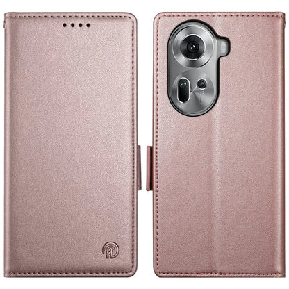 DF-010 For Oppo Reno11 5G (Global) Case PU Leather Phone Cover with Card Holder Side Magnetic Clasp