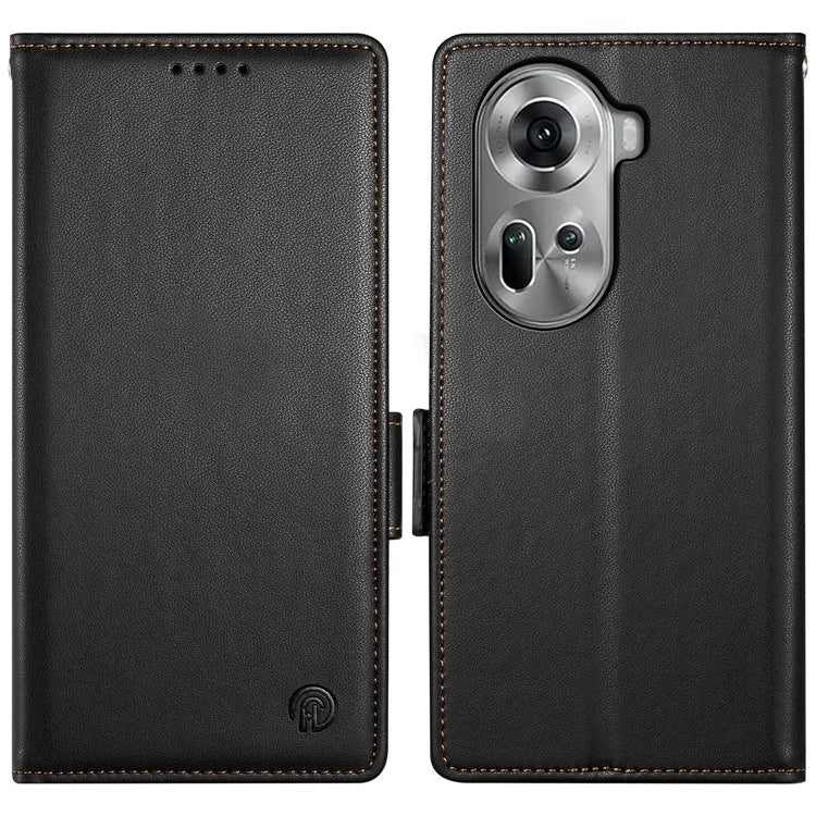 DF-010 For Oppo Reno11 5G (Global) Case PU Leather Phone Cover with Card Holder Side Magnetic Clasp