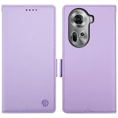 DF-010 For Oppo Reno11 5G (Global) Case PU Leather Phone Cover with Card Holder Side Magnetic Clasp