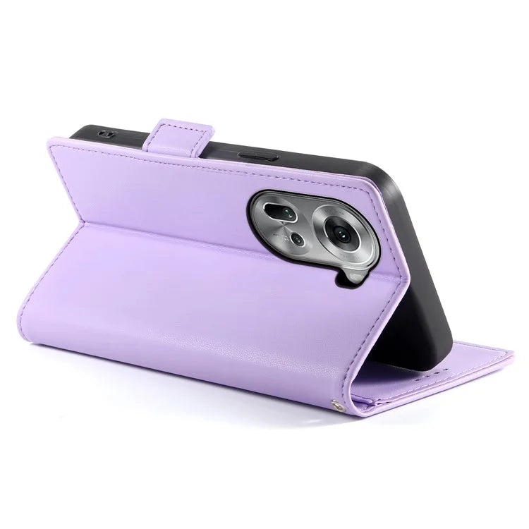 DF-010 For Oppo Reno11 5G (Global) Case PU Leather Phone Cover with Card Holder Side Magnetic Clasp