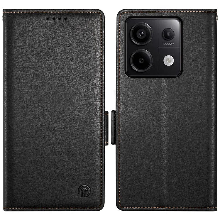 DF-010 For Xiaomi Redmi Note 13 Pro 5G  /  Poco X6 5G Case Leather Wallet Cover Dual Magnetic Clasps