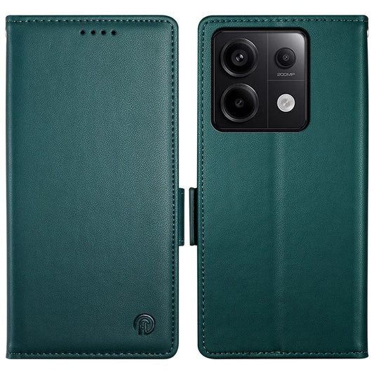 DF-010 For Xiaomi Redmi Note 13 Pro 5G  /  Poco X6 5G Case Leather Wallet Cover Dual Magnetic Claspsish Green
