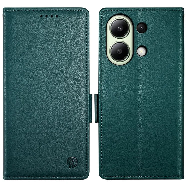 DF-010 For Xiaomi Redmi Note 13 4G Wallet Case Anti-Scratch Leather Phone Coverish Green