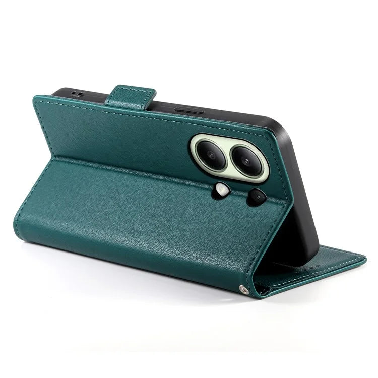 DF-010 For Xiaomi Redmi Note 13 4G Wallet Case Anti-Scratch Leather Phone Coverish Green
