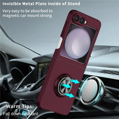 For Samsung Galaxy Z Flip6 5G Case Rotatable Ring Kickstand Hard PC Phone Cover