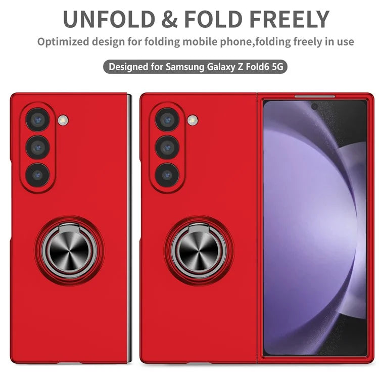 For Samsung Galaxy Z Fold6 5G Case Ring Kickstand PC Phone Cover Support Car Mount