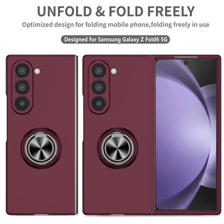 For Samsung Galaxy Z Fold6 5G Case Ring Kickstand PC Phone Cover Support Car Mount