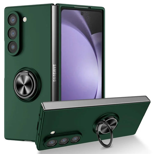 For Samsung Galaxy Z Fold6 5G Case Ring Kickstand PC Phone Cover Support Car Mountish Green