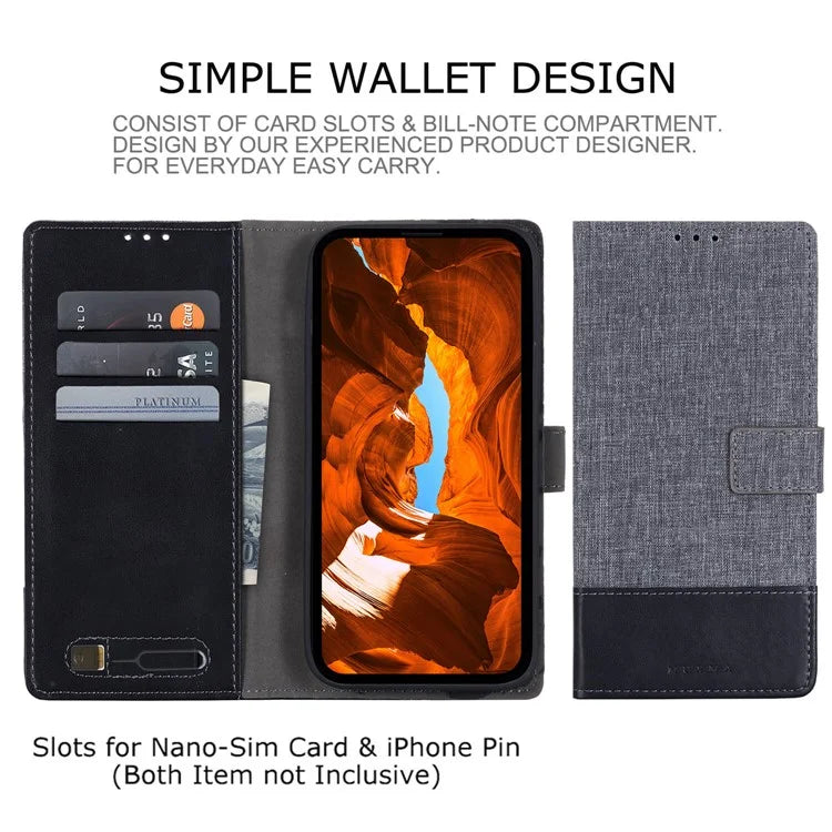 MUXMA MX102 For Samsung Galaxy F55 5G / C55 5G / M55 5G Case Canvas+Leather+TPU Phone Wallet Cover