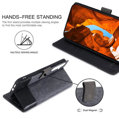 MUXMA MX102 For Samsung Galaxy F55 5G / C55 5G / M55 5G Case Canvas+Leather+TPU Phone Wallet Cover