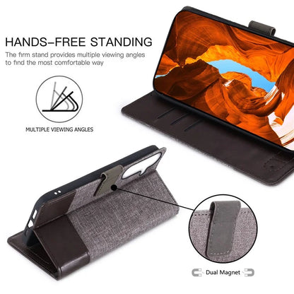 MUXMA MX102 For Samsung Galaxy F55 5G / C55 5G / M55 5G Case Canvas+Leather+TPU Phone Wallet Cover