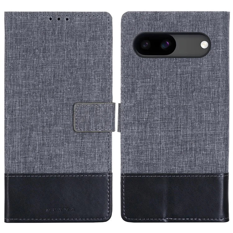 MUXMA MX102 For Google Pixel 8a Case Canvas+Leather+TPU Phone Wallet Cover