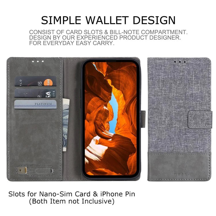 MUXMA MX102 For Google Pixel 8a Case Canvas+Leather+TPU Phone Wallet Cover