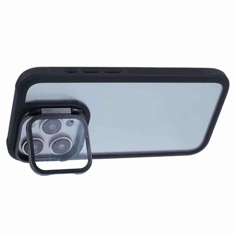 For iPhone 12 Pro Max Case TPU+PC Phone Cover with Lens Frame Bracket
