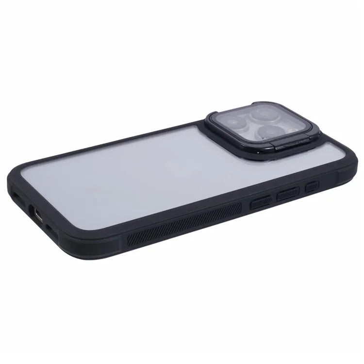 For iPhone 12 Pro Max Case TPU+PC Phone Cover with Lens Frame Bracket