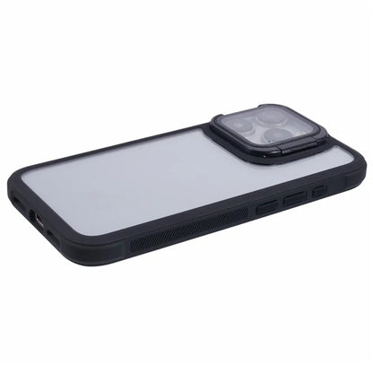 For iPhone 12 Pro Max Case TPU+PC Phone Cover with Lens Frame Bracket