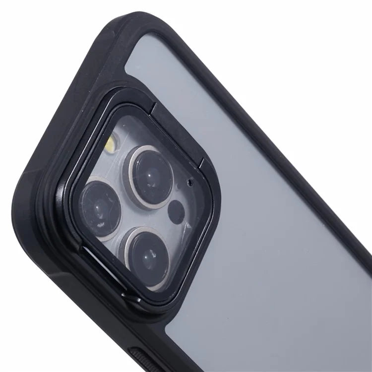 For iPhone 12 Pro Max Case TPU+PC Phone Cover with Lens Frame Bracket