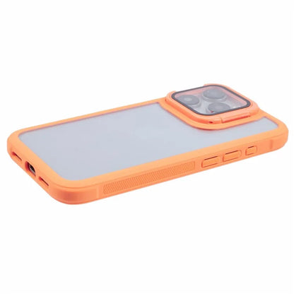 For iPhone 12 Pro Max Case TPU+PC Phone Cover with Lens Frame Bracket