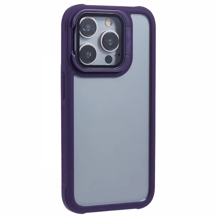 For iPhone 12 Pro Max Case TPU+PC Phone Cover with Lens Frame Bracket
