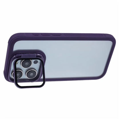 For iPhone 12 Pro Max Case TPU+PC Phone Cover with Lens Frame Bracket