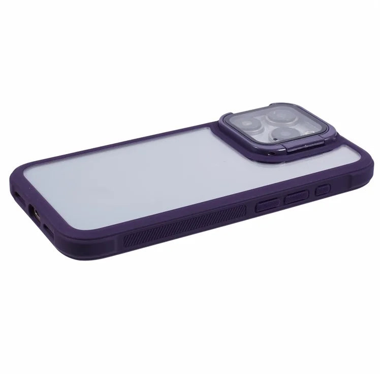 For iPhone 12 Pro Max Case TPU+PC Phone Cover with Lens Frame Bracket