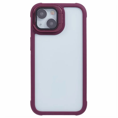 For iPhone 13 Case Lens Frame Kickstand PC + TPU Non-Slip Edge  Phone Cover
