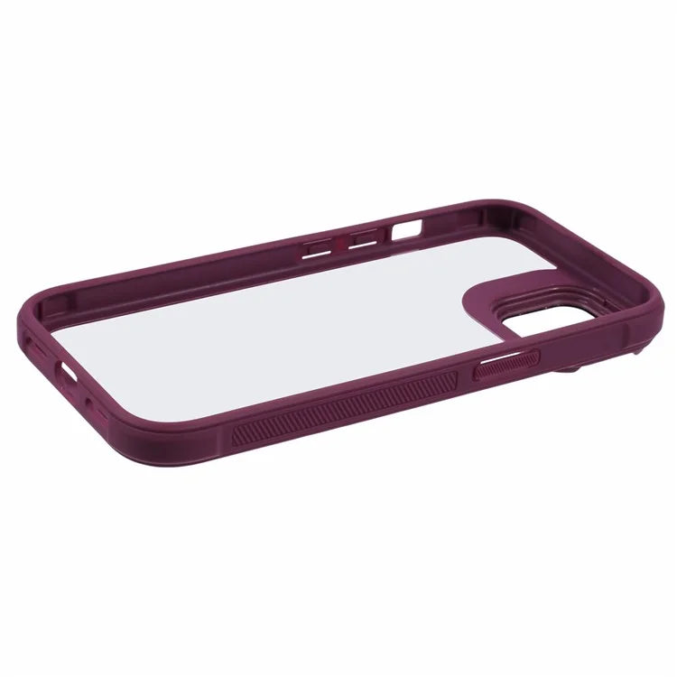 For iPhone 13 Case Lens Frame Kickstand PC + TPU Non-Slip Edge  Phone Cover