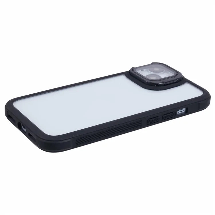 For iPhone 15 Plus Case PC + TPU Phone Cover with Lens Frame Kickstand