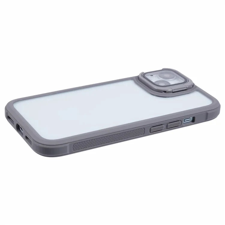 For iPhone 15 Plus Case PC + TPU Phone Cover with Lens Frame Kickstand