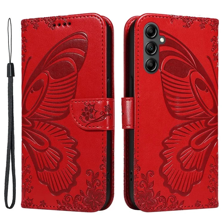 For Samsung Galaxy A05s 4G Case with Hand Strap Butterfly Leather Wallet Phone Cover