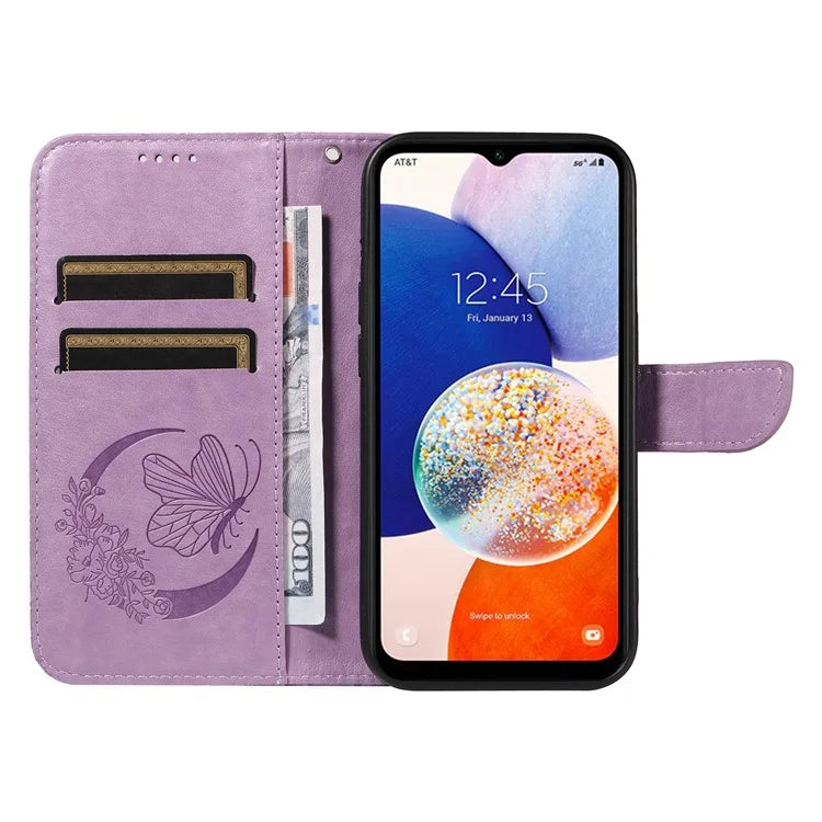 For Samsung Galaxy A05s 4G Case with Hand Strap Butterfly Leather Wallet Phone Cover