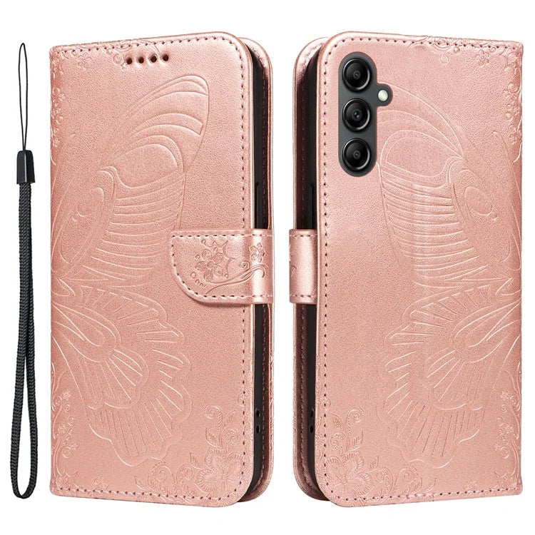 For Samsung Galaxy A05s 4G Case with Hand Strap Butterfly Leather Wallet Phone Cover