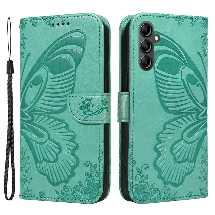For Samsung Galaxy A05s 4G Case with Hand Strap Butterfly Leather Wallet Phone Cover