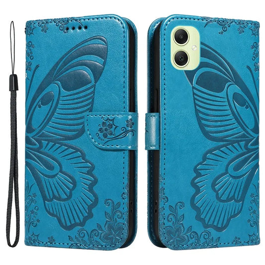 For Samsung Galaxy A05 4G Case Butterfly Leather Wallet Phone Cover with Hand Strap