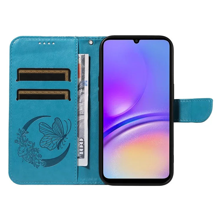 For Samsung Galaxy A05 4G Case Butterfly Leather Wallet Phone Cover with Hand Strap