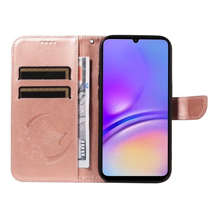 For Samsung Galaxy A05 4G Case Butterfly Leather Wallet Phone Cover with Hand Strap