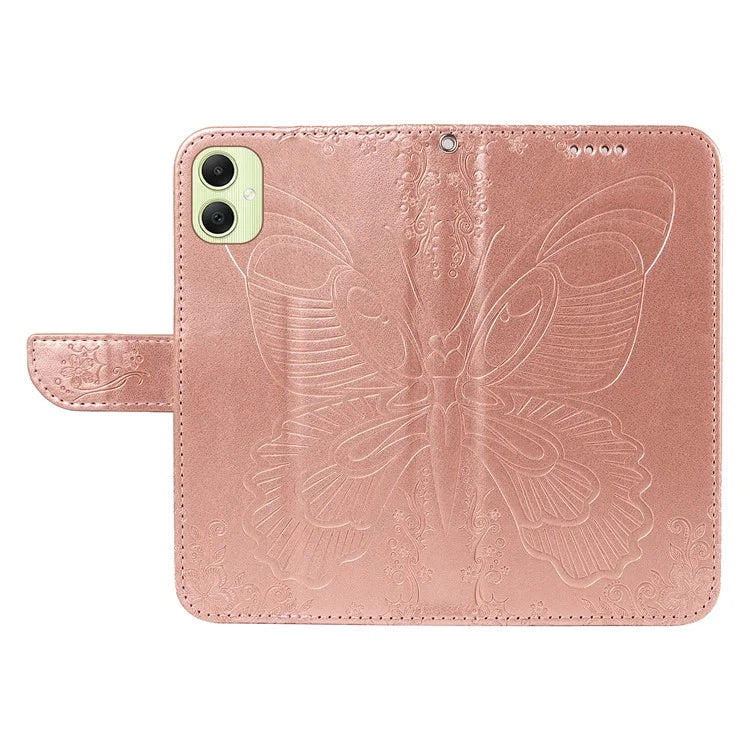 For Samsung Galaxy A05 4G Case Butterfly Leather Wallet Phone Cover with Hand Strap
