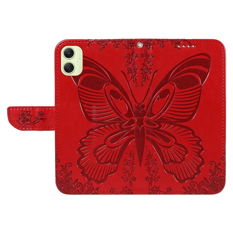 For Samsung Galaxy A05 4G Case Butterfly Leather Wallet Phone Cover with Hand Strap