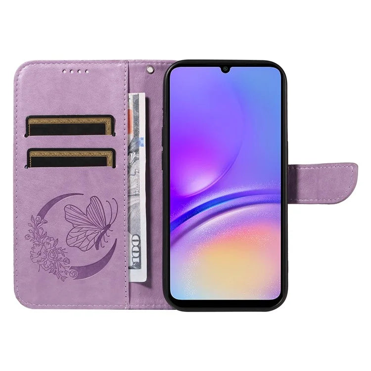 For Samsung Galaxy A05 4G Case Butterfly Leather Wallet Phone Cover with Hand Strap