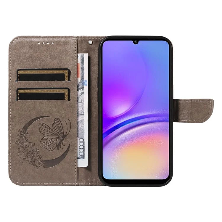 For Samsung Galaxy A05 4G Case Butterfly Leather Wallet Phone Cover with Hand Strap