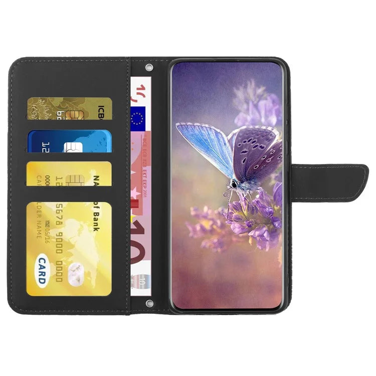 HT03 For Xiaomi Redmi 13 4G Case Floral Butterfly PU Leather Phone Cover with Hand Strap