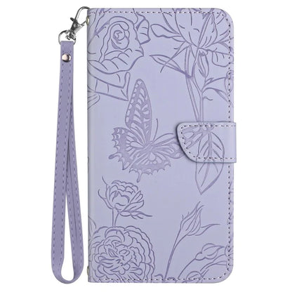 HT03 For Xiaomi Redmi 13 4G Case Floral Butterfly PU Leather Phone Cover with Hand Strap