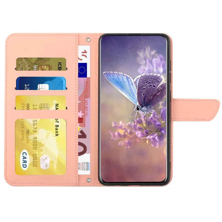 HT03 For Xiaomi Redmi 13 4G Case Floral Butterfly PU Leather Phone Cover with Hand Strap