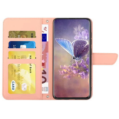 HT03 For Xiaomi Redmi 13 4G Case Floral Butterfly PU Leather Phone Cover with Hand Strap