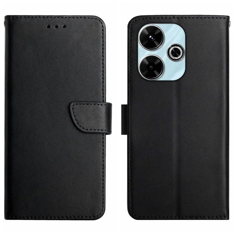 HT02 For Xiaomi Redmi 13 4G Case Nappa Texture Genuine Cow Leather Flip Phone Cover